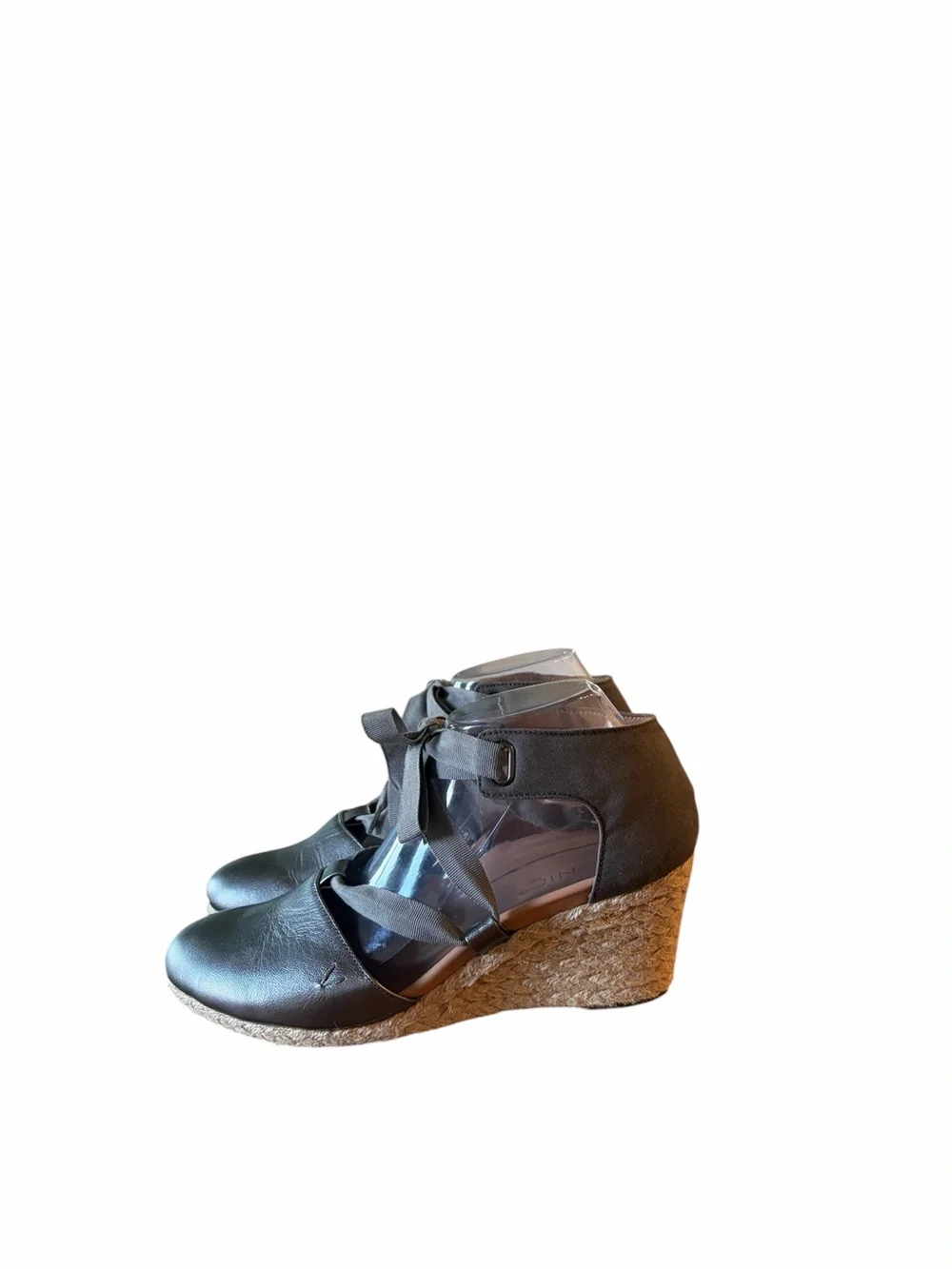 Vionic Kaitlyn Espadrille Wedge Pewter Ribbon Shoes